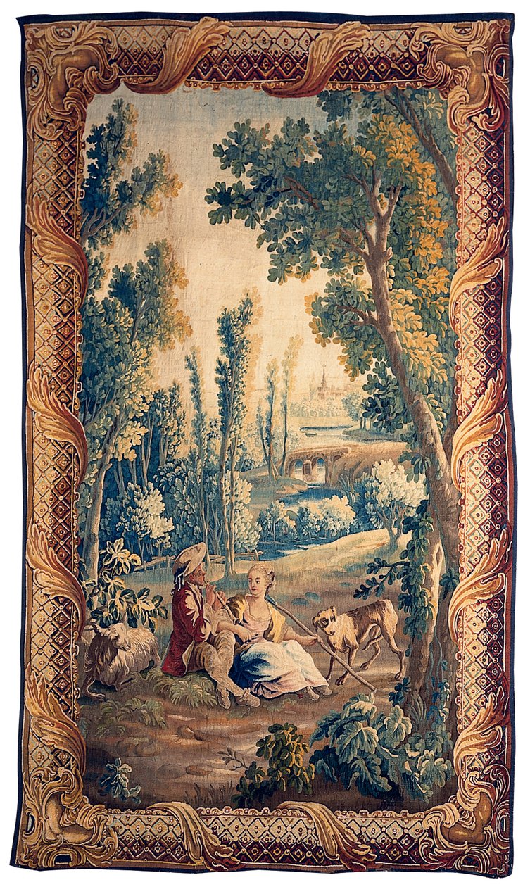 Louis XV Aubusson pastoral tapestrydani af French School