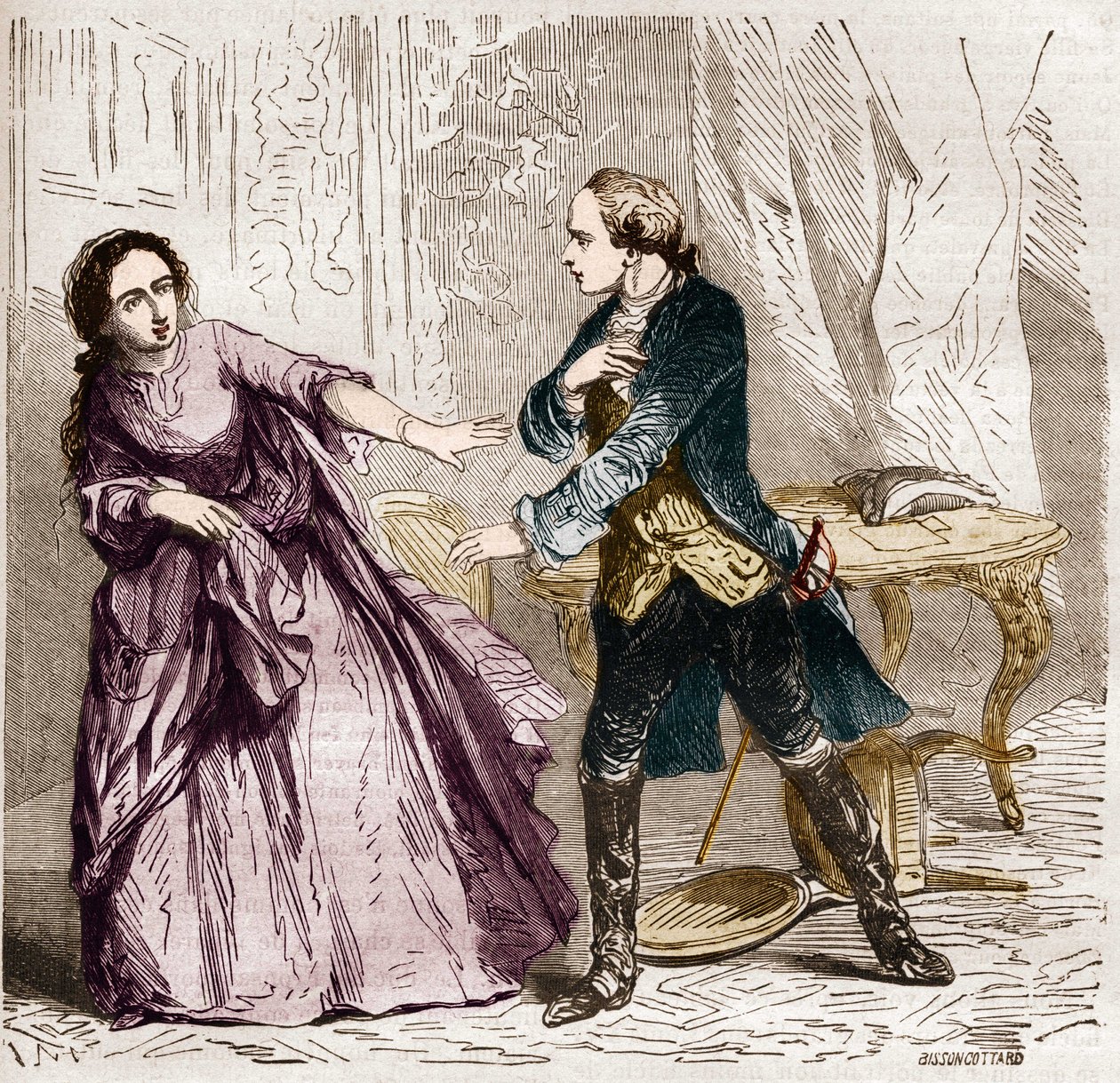 Louis XV konge af Frankrig (1710 -1774) med grevinden (Madame) af Ventimiglia (1712-1741) hans elskerinde. I "Prostitutionens og udskejelsens historie blandt alle verdens folk fra oldtiden til i dag" af Dr. Th. -F. Debray. 1879. af French School
