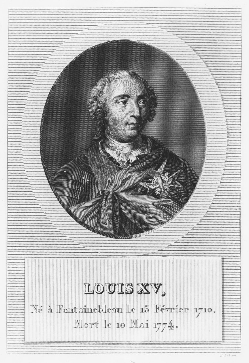 Ludvig XV, konge af Frankrig og Navarra (stik) af French School
