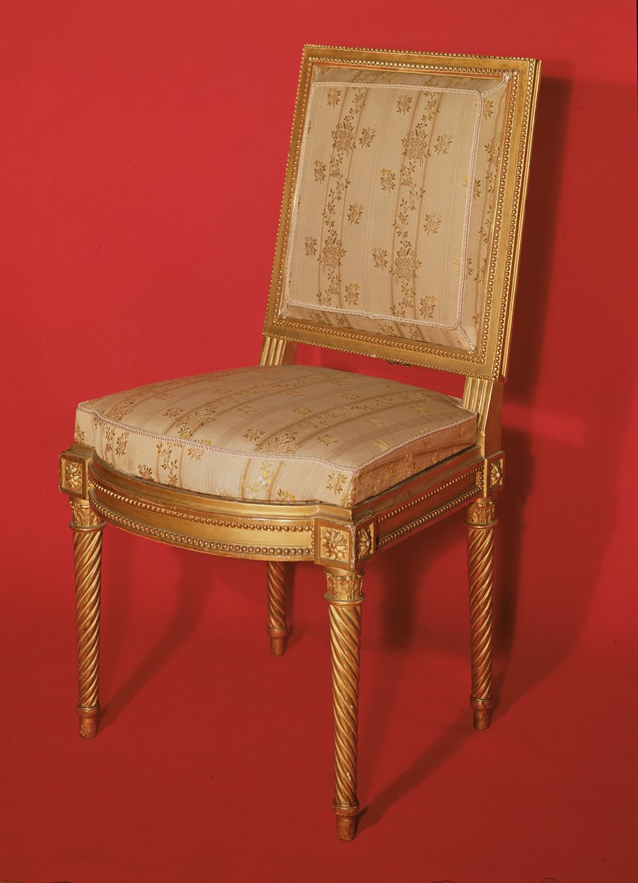 Louis XV stil stol (forgyldt træ og silke) af French School