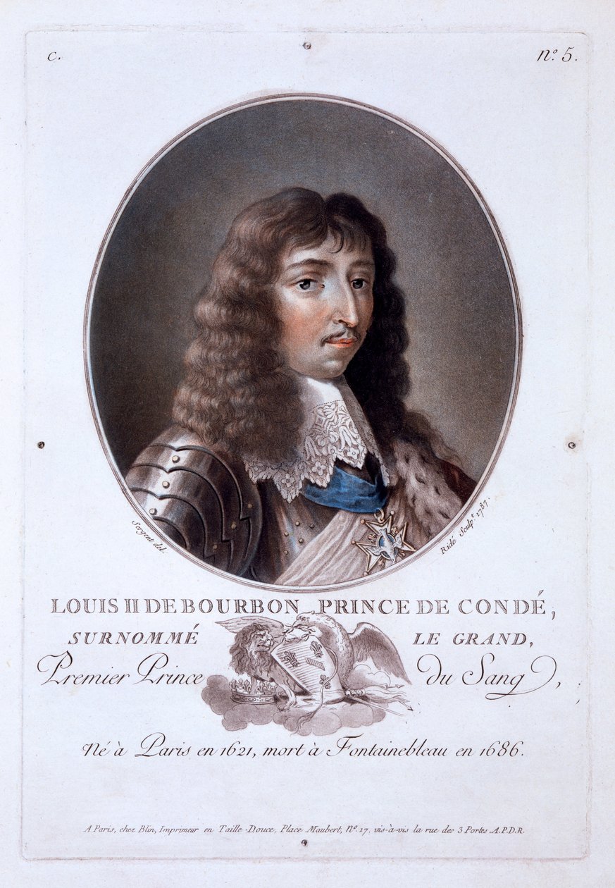 Louis de Bourbon, Prince de Condé, fra Portraits of Great Men, Illustrious Women, and Memorable Subjects of France, udgivet 1787-92 af French School