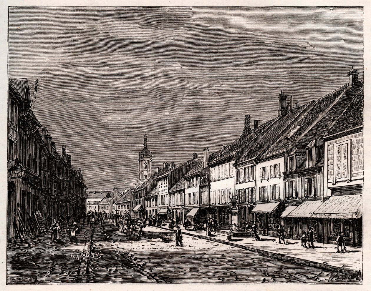 Lure - departement Haute-Saone i regionen Bourgogne-Franche-Comte - gravering i "La France illustree: geografi, historie, statistisk administration" af V.-A. Malt-brun. 1884 af French School