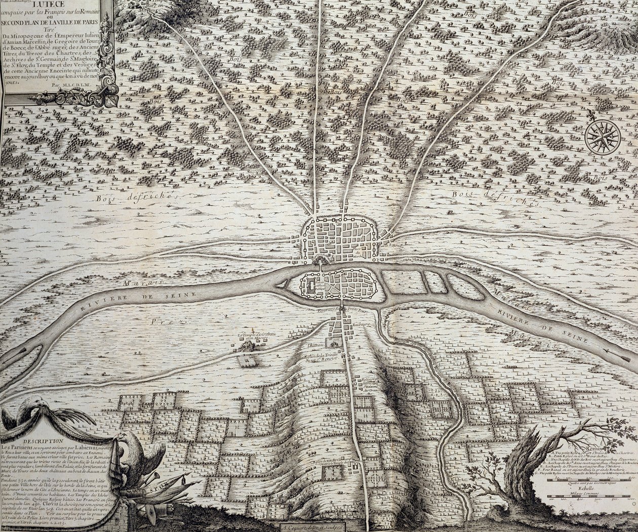 Lutetia eller den anden plan af Paris i det 4. og 5. århundrede e.Kr., 1722 af French School