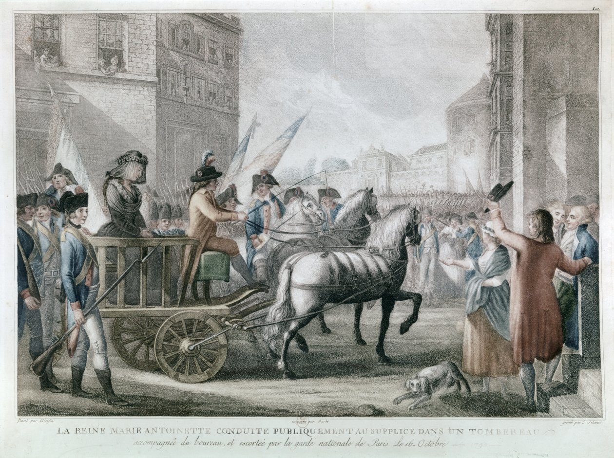 MARIE-ANTOINETTE ført til guillotinen, 16. oktober af French School