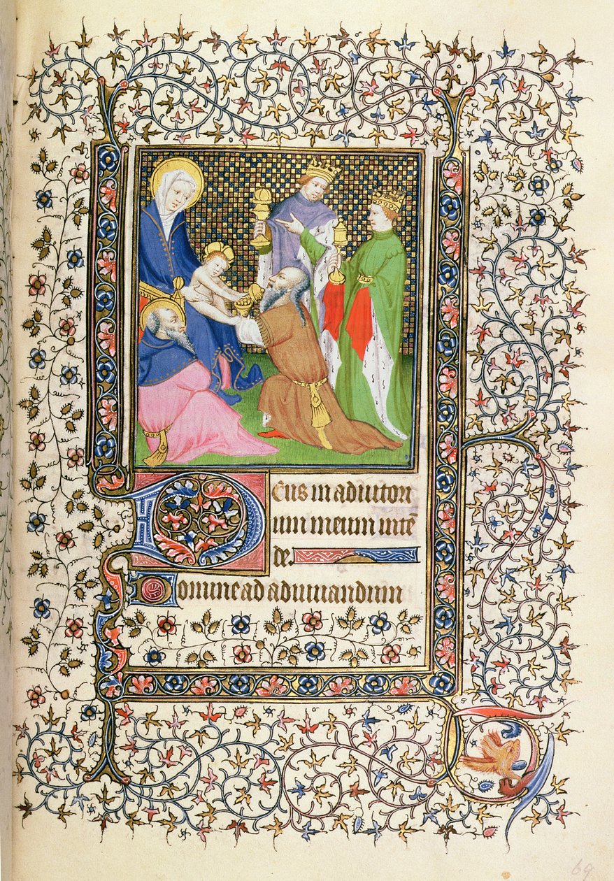 MS.McClean.80.f69r Tilbedelse af Magi, franske Horae af French School