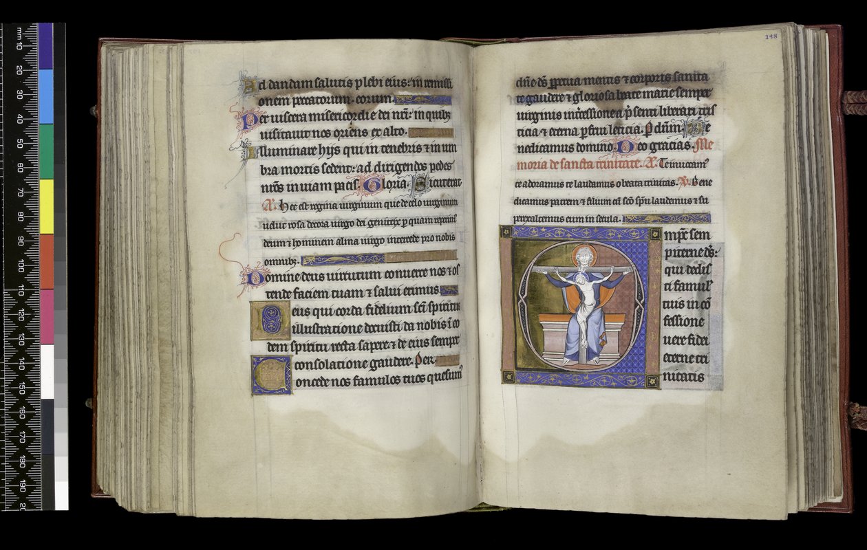 MS 300 f.197v-198r, Valgret til Treenigheden, fra Isabellas Salter og Timer, Paris, ca. 1265-70 (pen & blæk og tempera på pergament) af French School