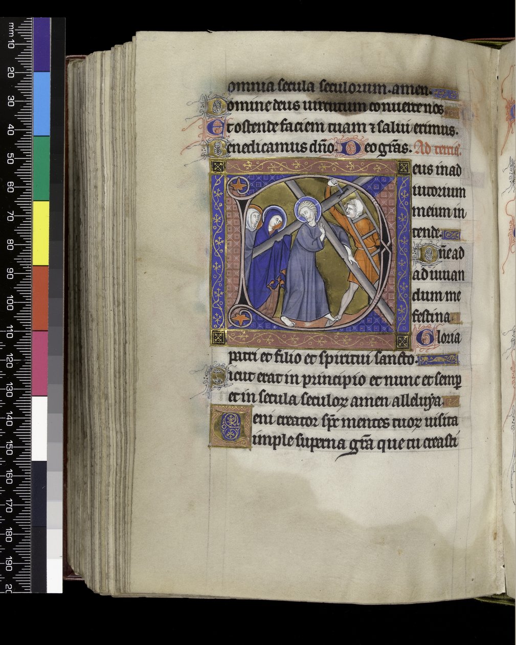MS 300 f.212v, Terce, fra Isabella fra Frankrigs Psalter and Hours, Paris, c.1265-70 (pen & blæk og tempera på pergament) af French School