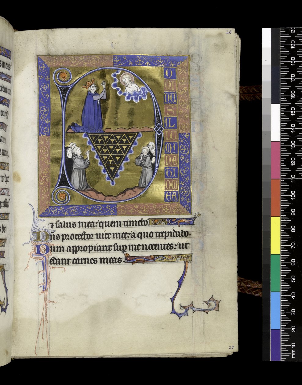 MS 300 f.26r, David beder til Gud, folio fra Psalter and Hours of Isabella of France, Paris, c.1265-70 (pen & blæk og tempera på pergament) af French School