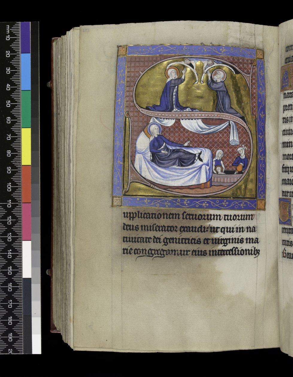MS 300 f.271v, Indsamlinger, prædikener og lektioner til Jomfruens fødsel, fra Isabella fra Frankrigs psalter og timer, Paris, ca. 1265-70 af French School