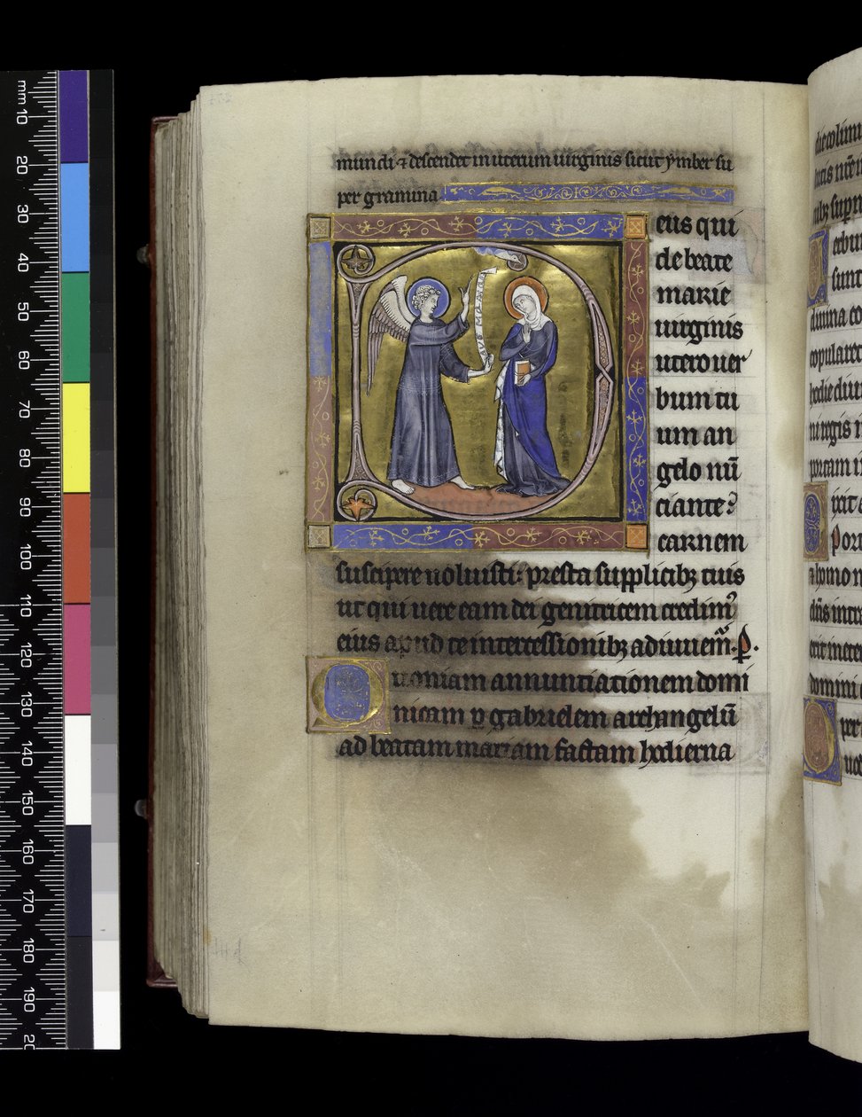 MS 300 f.274v, Indsamlinger, prædikener og lektioner til bebudelsen, fra Isabella fra Frankrigs psalter og timer, Paris, ca. 1265-70 af French School
