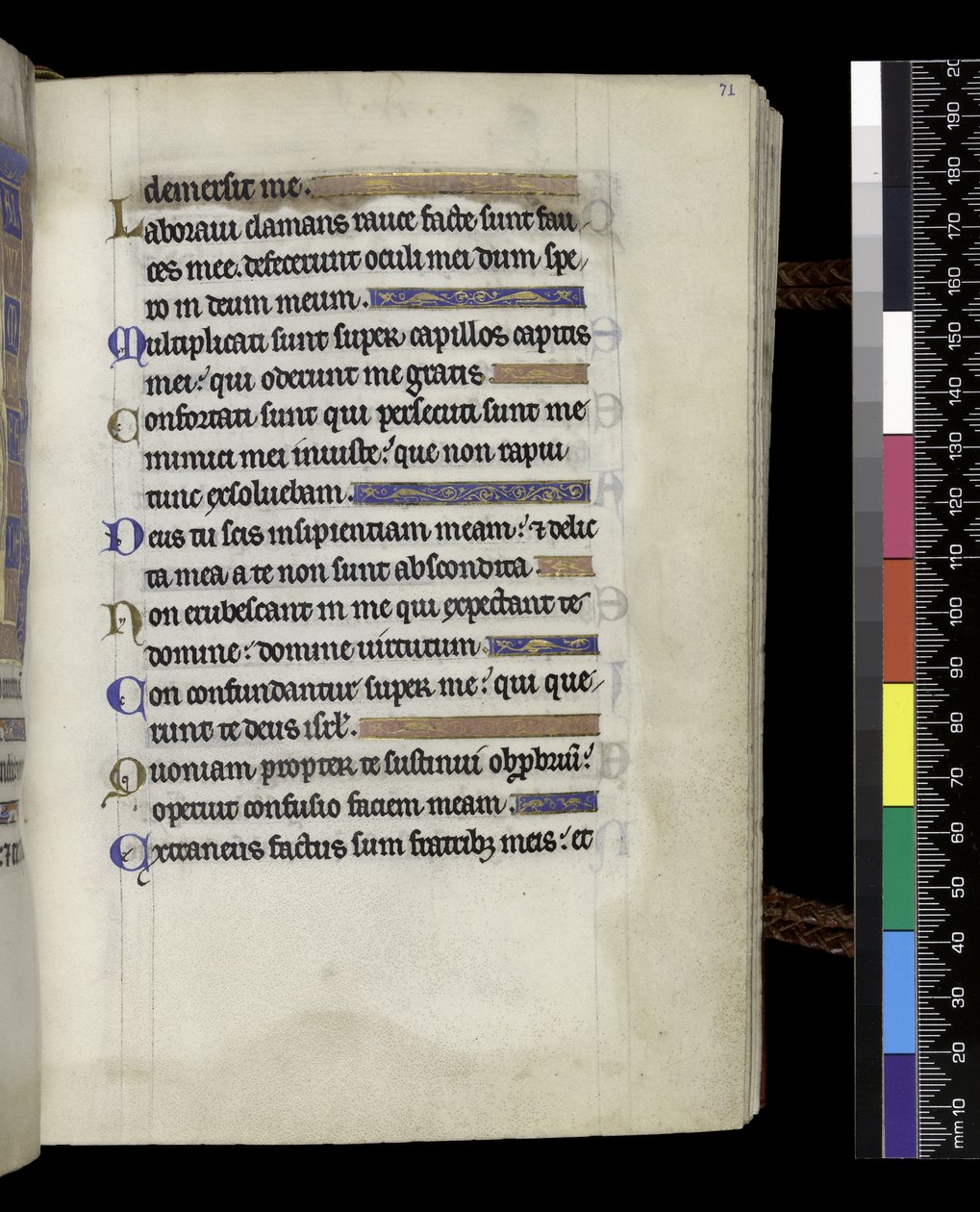 MS 300 f.71r, fra Psalter and Hours of Isabella of France, Paris, ca. 1265-70 (pen & blæk og tempera på pergament) af French School