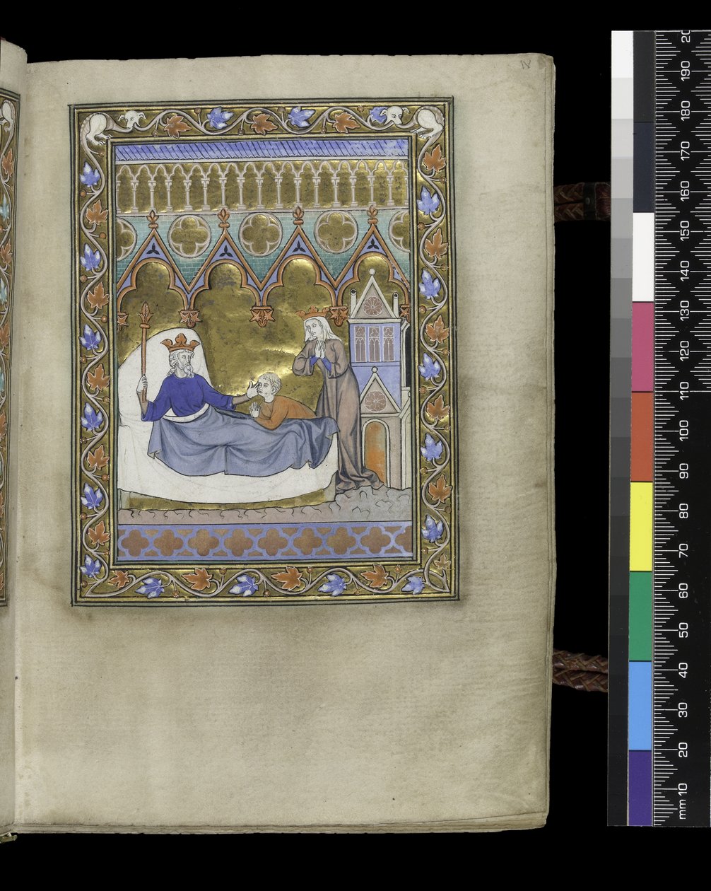 MS 300 f.IVr, folio fra Psalter and Hours of Isabella of France, Paris, ca. 1265-70 (pen & blæk og tempera på pergament) af French School