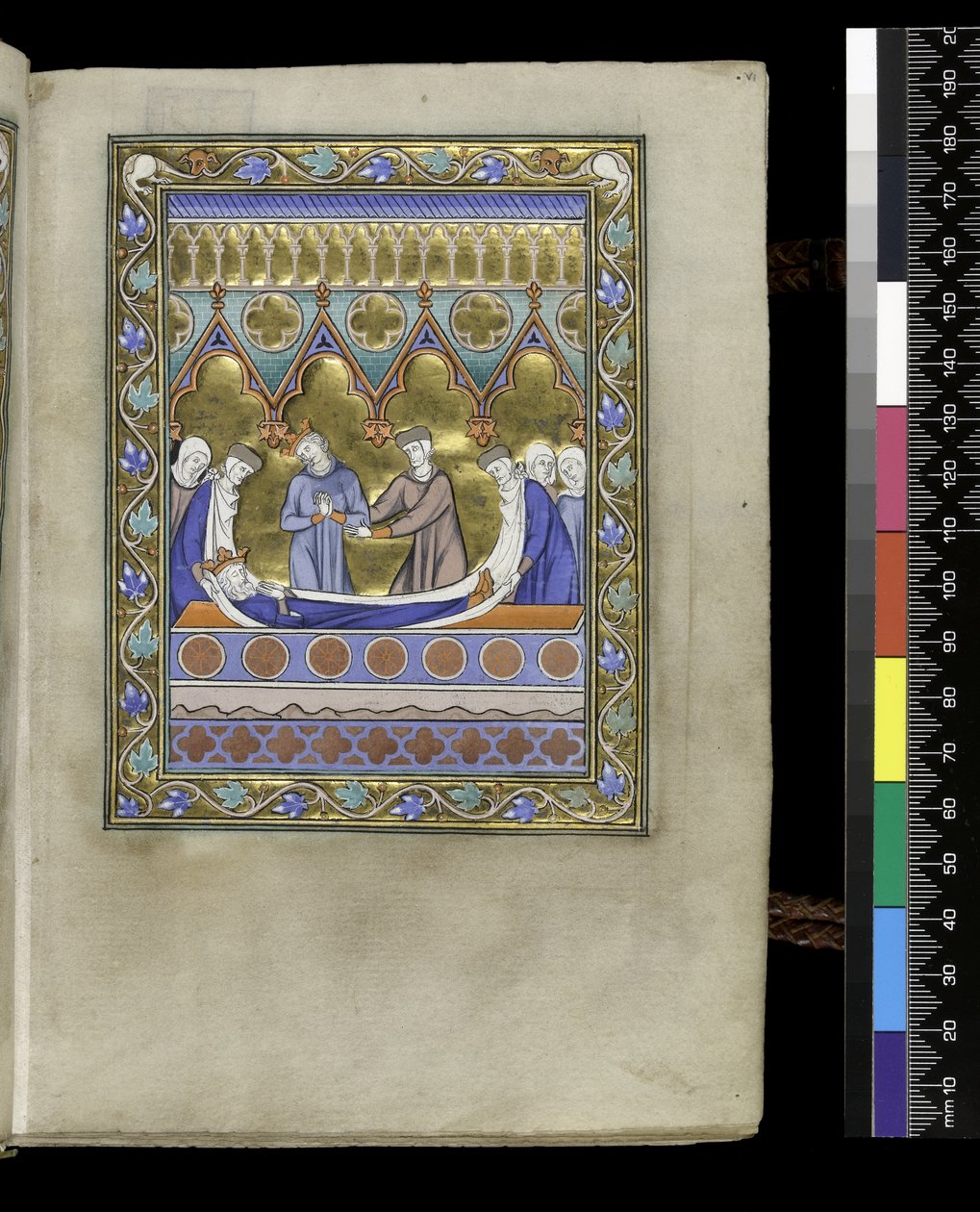MS 300 f.VIr, Davids begravelse, fra Psalter and Hours of Isabella of France, Paris, ca. 1265-70 (pen & blæk og tempera på pergament) af French School