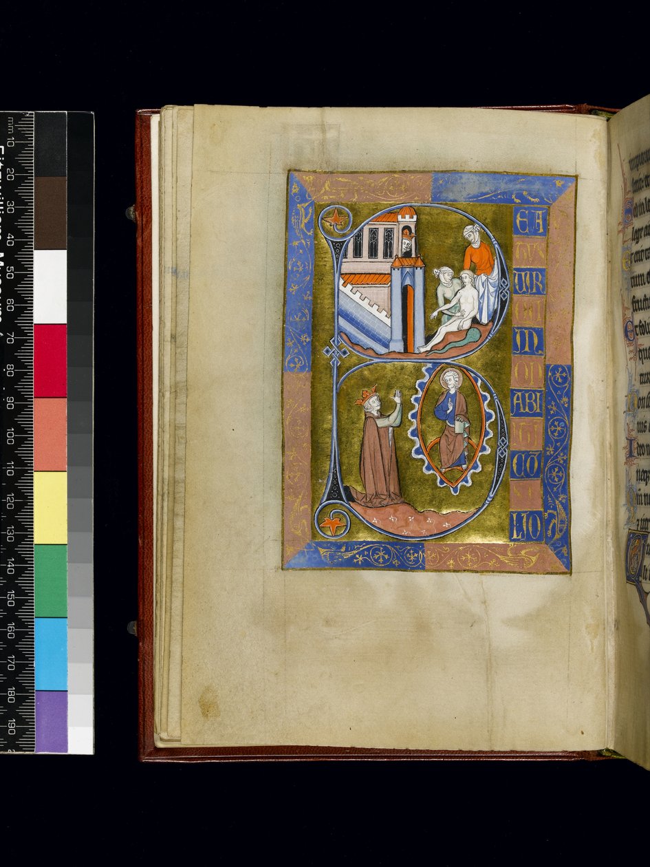 MS 300 f.XIII, folio fra Psalter and Hours of Isabella of France, Paris, ca. 1265-70 (pen & blæk og tempera på pergament) af French School