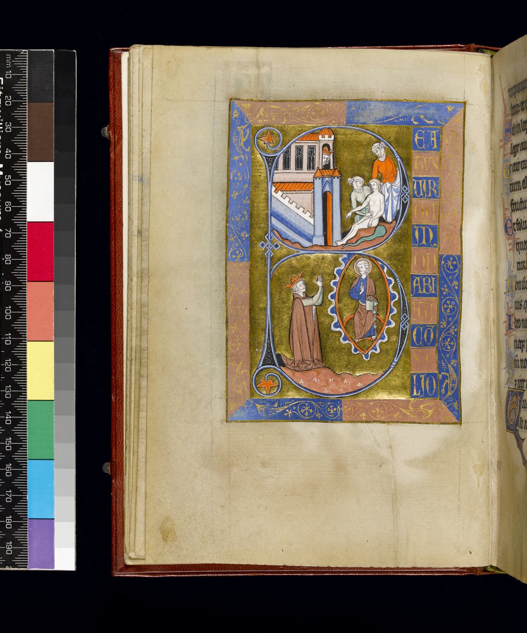 MS 300 f.XIII, folio fra Psalter and Hours of Isabella of France, Paris, ca. 1265-70 (pen & blæk og tempera på pergament) af French School