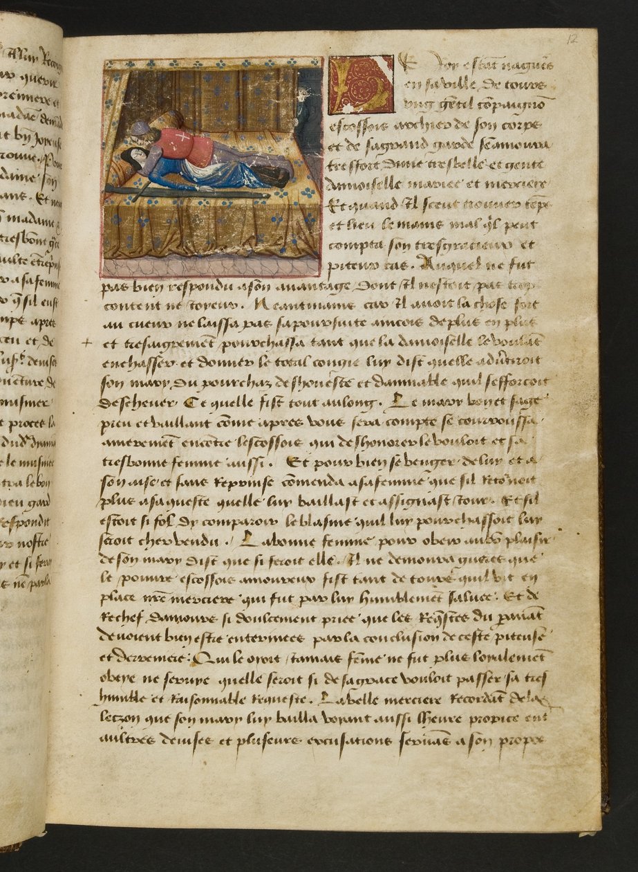 MS Hunter 252 012r Side fra Hundred New News, c.1461-62 af French School