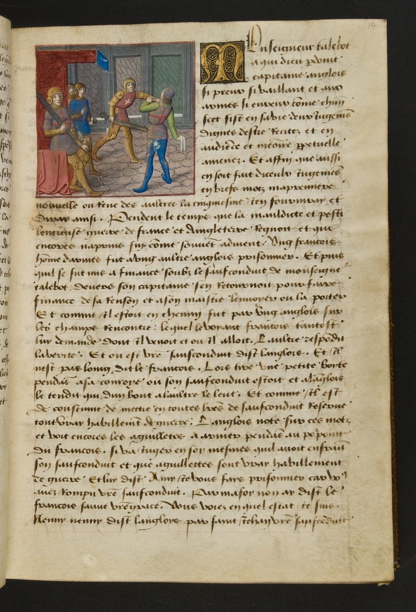 MS Hunter 252 014r Side fra Hundred New News, c.1461-62 af French School
