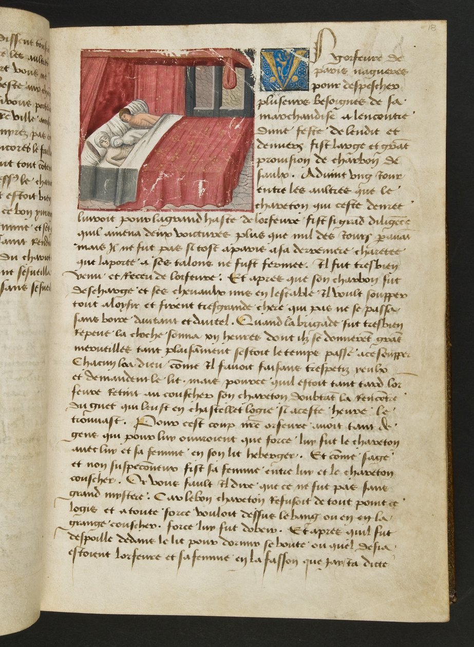 MS Hunter 252 018r Side fra Hundred New News, c.1461-62 af French School