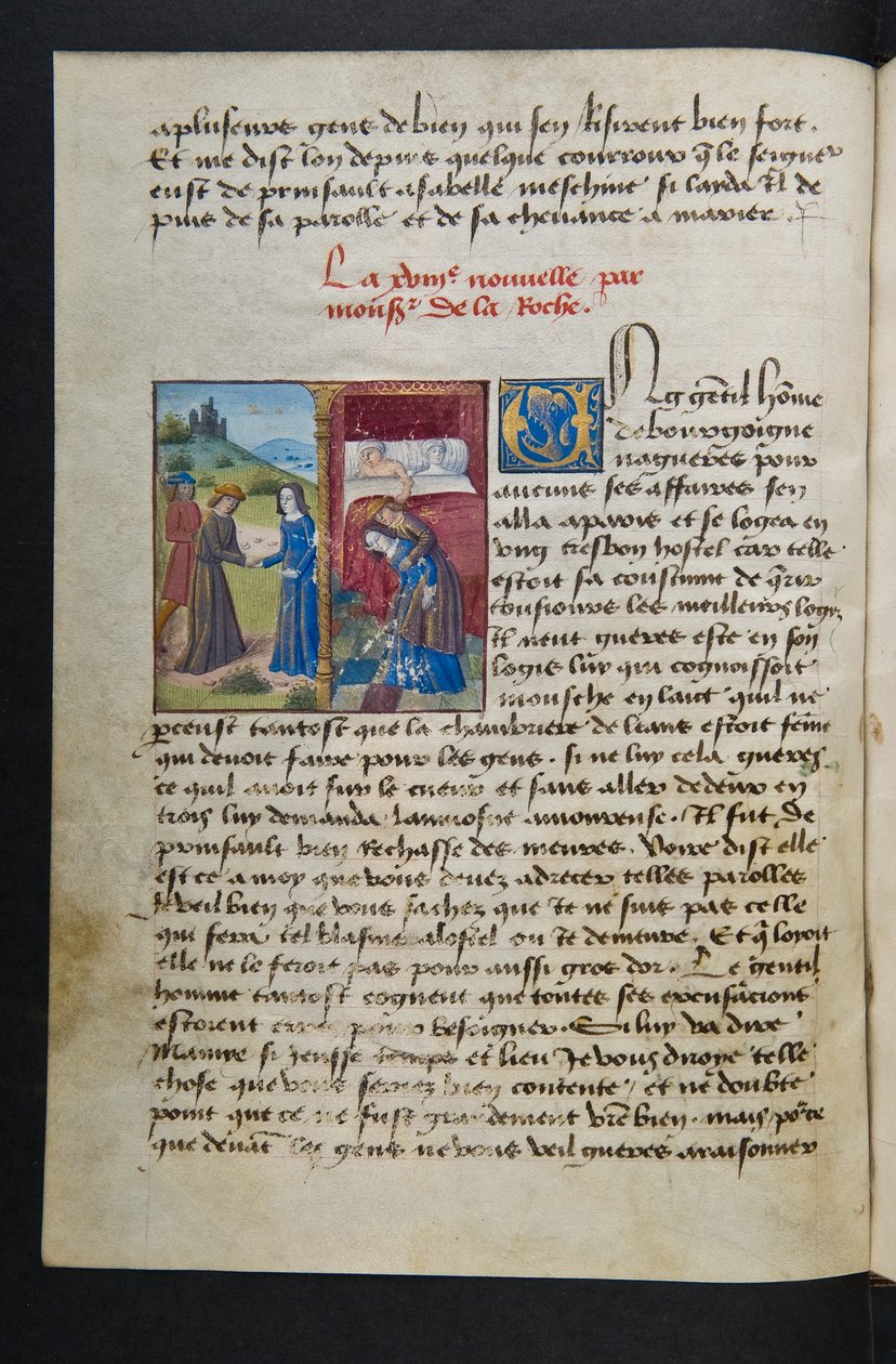 MS Hunter 252 038v Side fra Hundred New News, c.1461-62 af French School