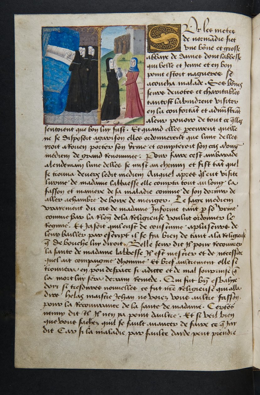 MS Hunter 252 045v Side fra Hundred New News, c.1461-62 af French School