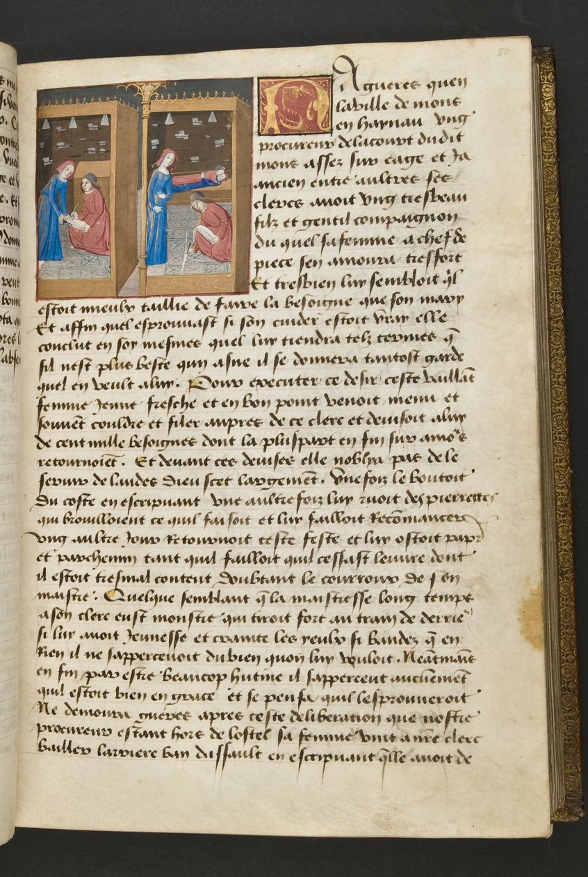 MS Hunter 252 050r Side fra Hundred New News, c.1461-62 af French School