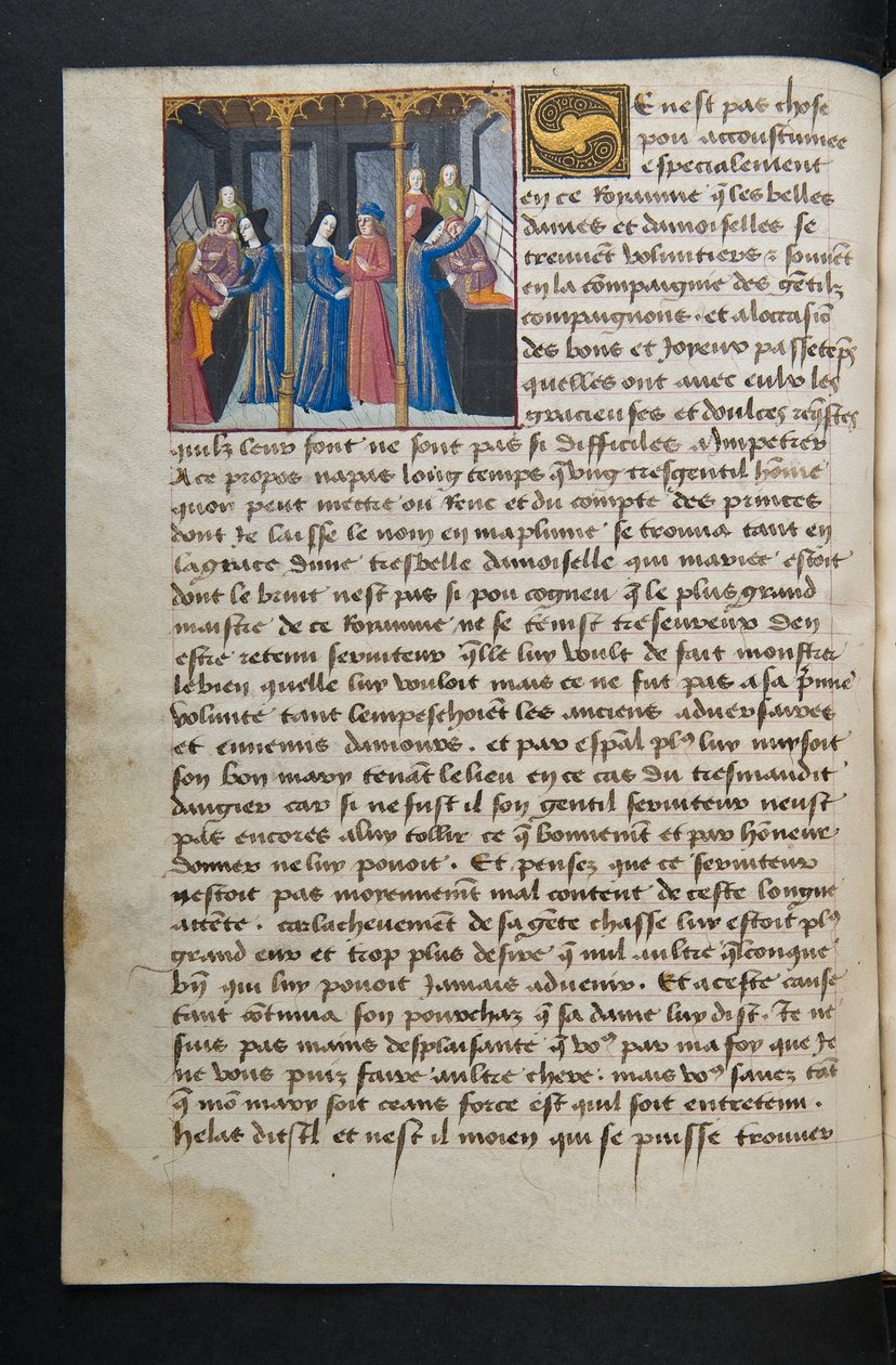 MS Hunter 252 062v Side fra Hundred New News, c.1461-62 af French School