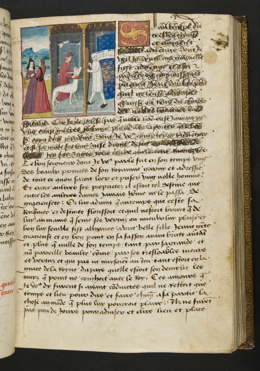 MS Hunter 252 066r Side fra Hundred New News, c.1461-62 af French School