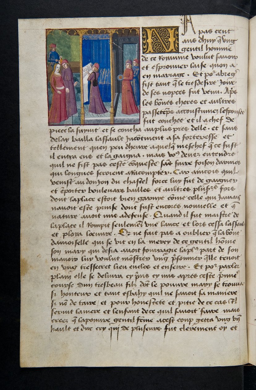 MS Hunter 252 068v Side fra Hundred New News, c.1461-62 af French School