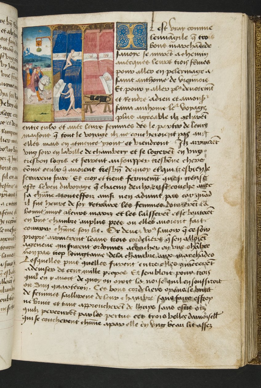 MS Hunter 252 070r Side fra Hundred New News, c.1461-62 af French School