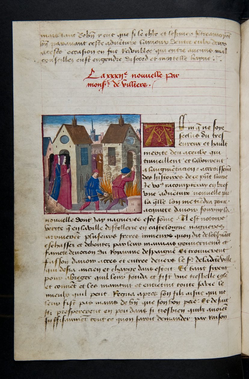 MS Hunter 252 075v Side fra Hundred New News, c.1461-62 af French School