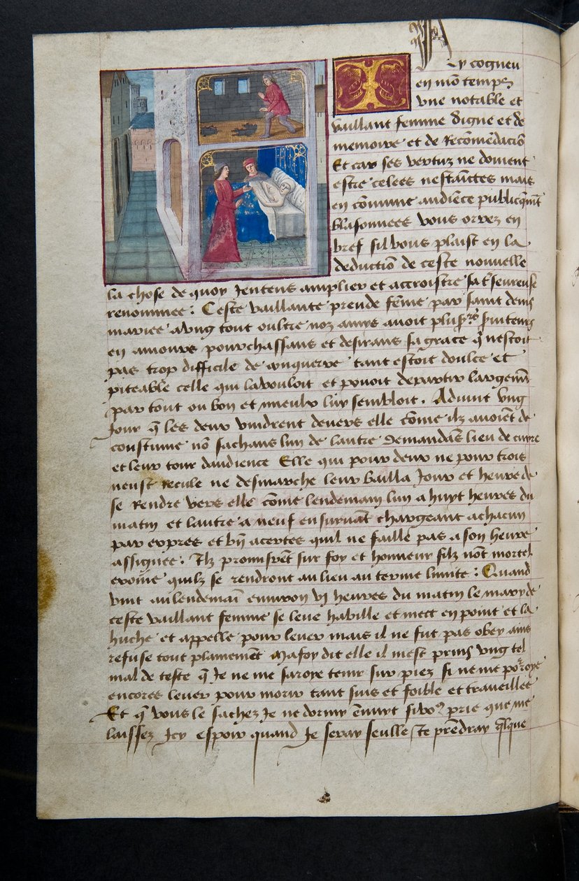 MS Hunter 252 085v Side fra Hundred New News, c.1461-62 af French School
