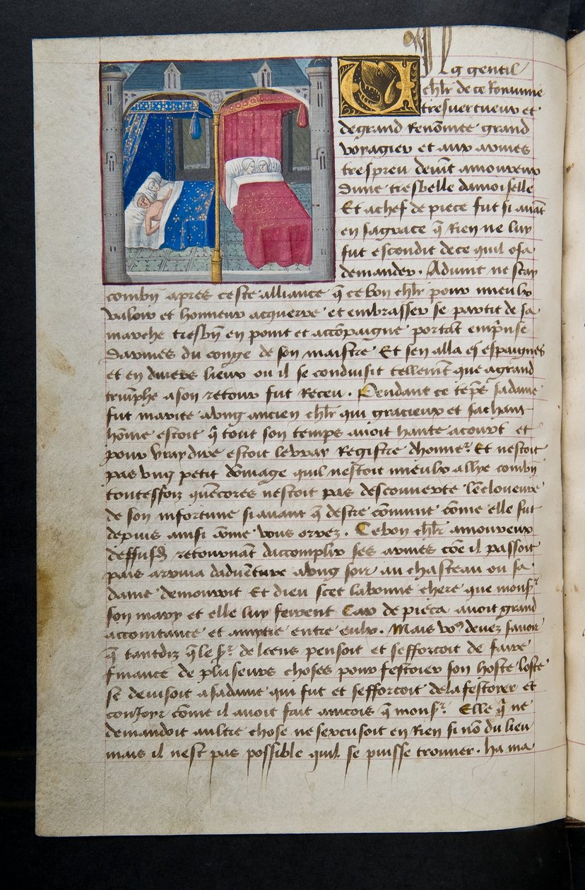 MS Hunter 252 087v Side fra Hundred New News, c.1461-62 af French School