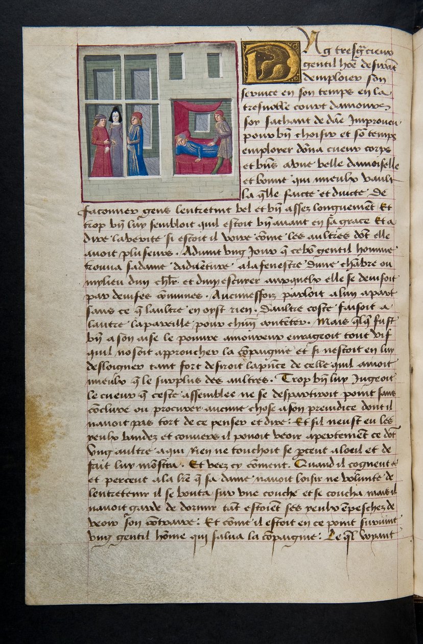 MS Hunter 252 089v Side fra Hundred New News, c.1461-62 af French School