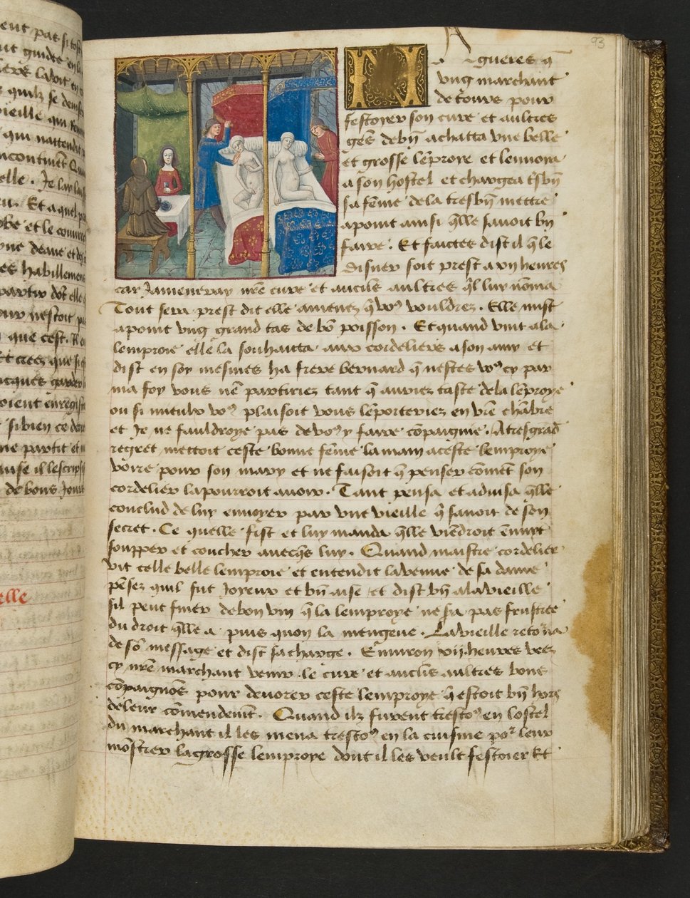 MS Hunter 252 093r Side fra Hundred New News, c.1461-62 af French School