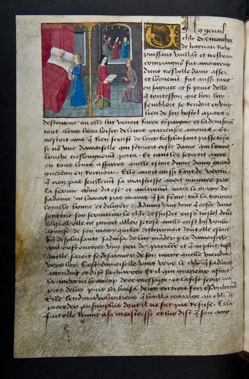 MS Hunter 252 095v Side fra Hundred New News, c.1461-62 af French School