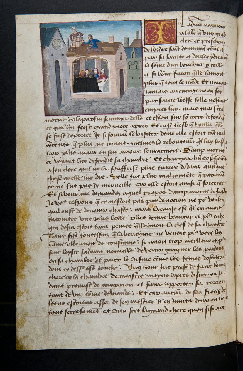 MS Hunter 252 097v Side fra Hundred New News, c.1461-62 af French School