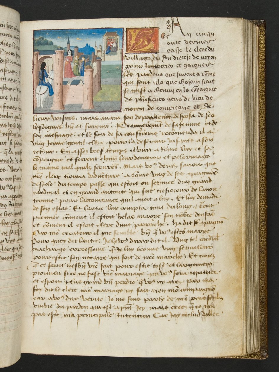 MS Hunter 252 101r Side fra Hundred New News, c.1461-62 af French School