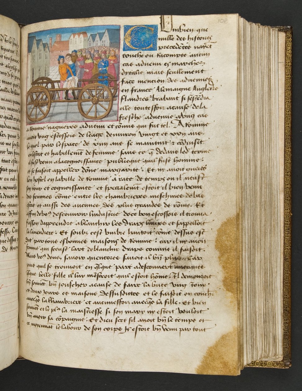MS Hunter 252 108r Side fra Hundred New News, c.1461-62 af French School
