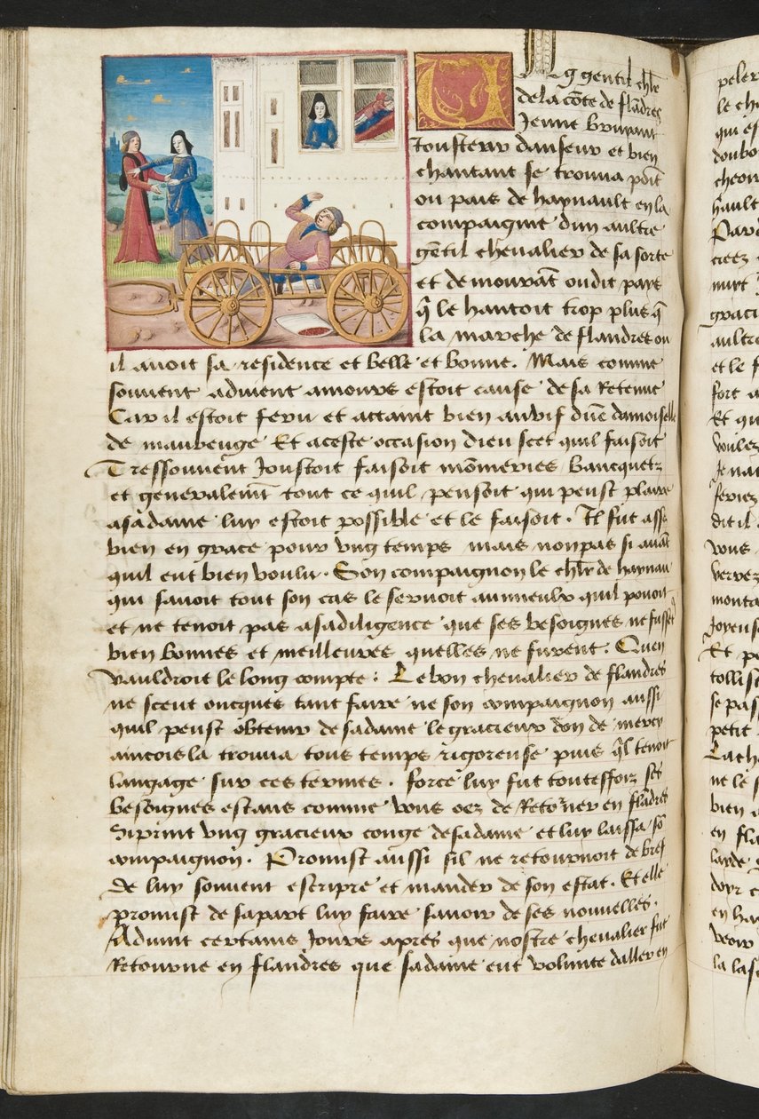MS Hunter 252 122v Side fra Cent Nouvelles Nouvelles, c.1461-62 af French School