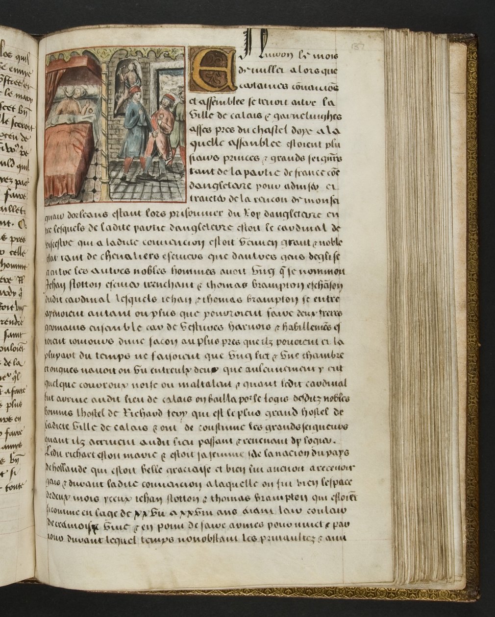 MS Hunter 252 137r Side fra Hundred New News, c.1461-62 af French School
