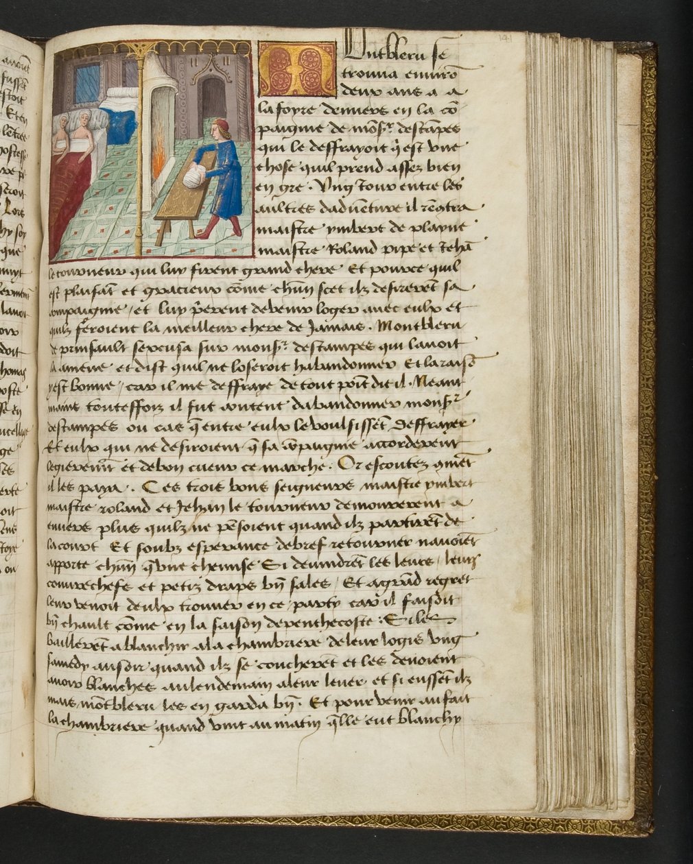 MS Hunter 252 141r Side fra Hundred New News, c.1461-62 af French School