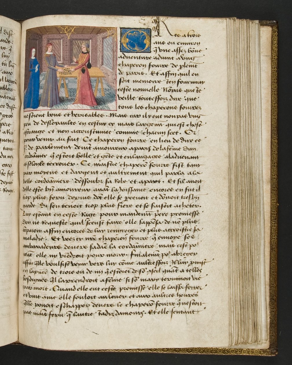 MS Hunter 252 148r Side fra Hundred New News, c.1461-62 af French School