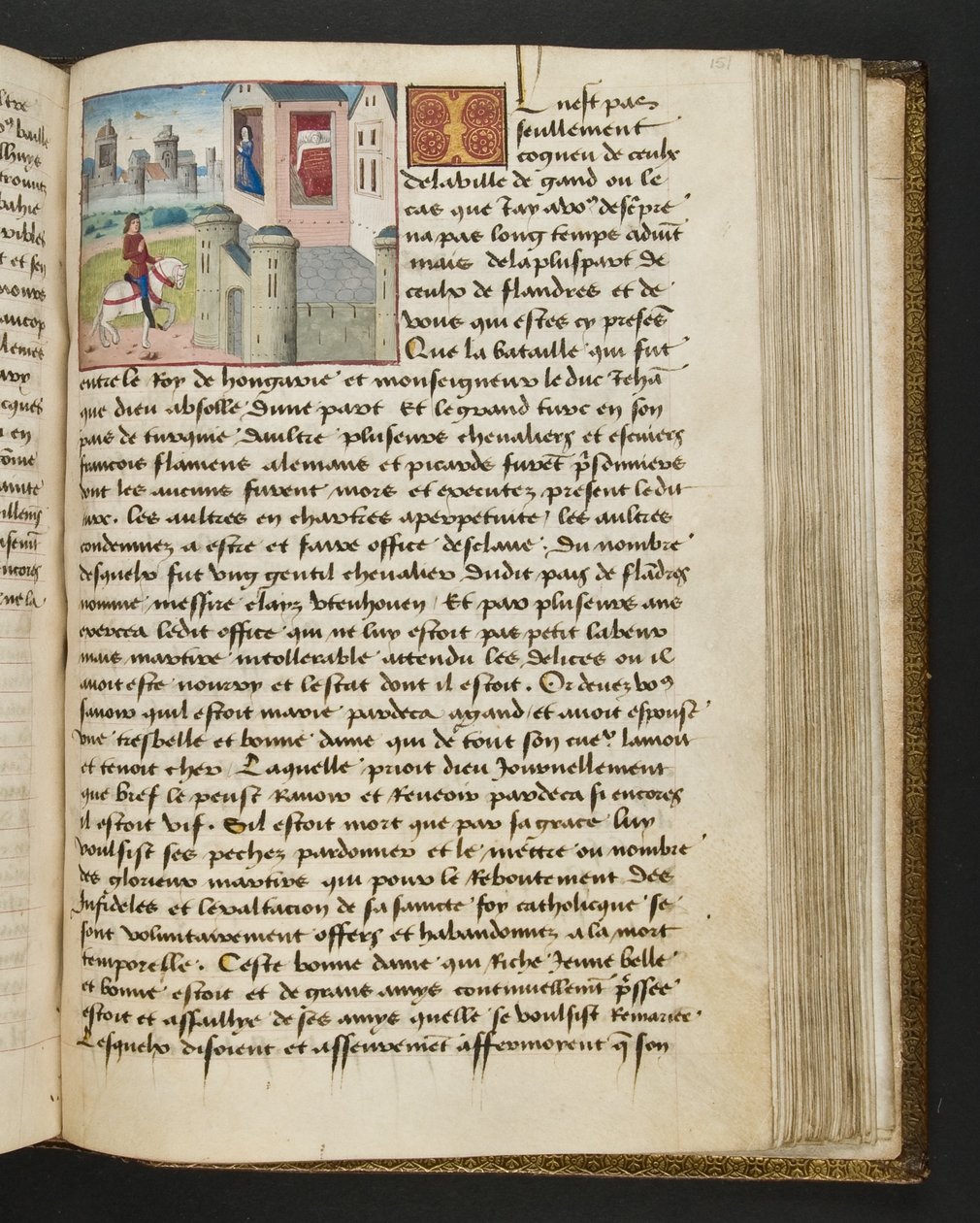 MS Hunter 252 151r Side fra Hundred New News, c.1461-62 af French School