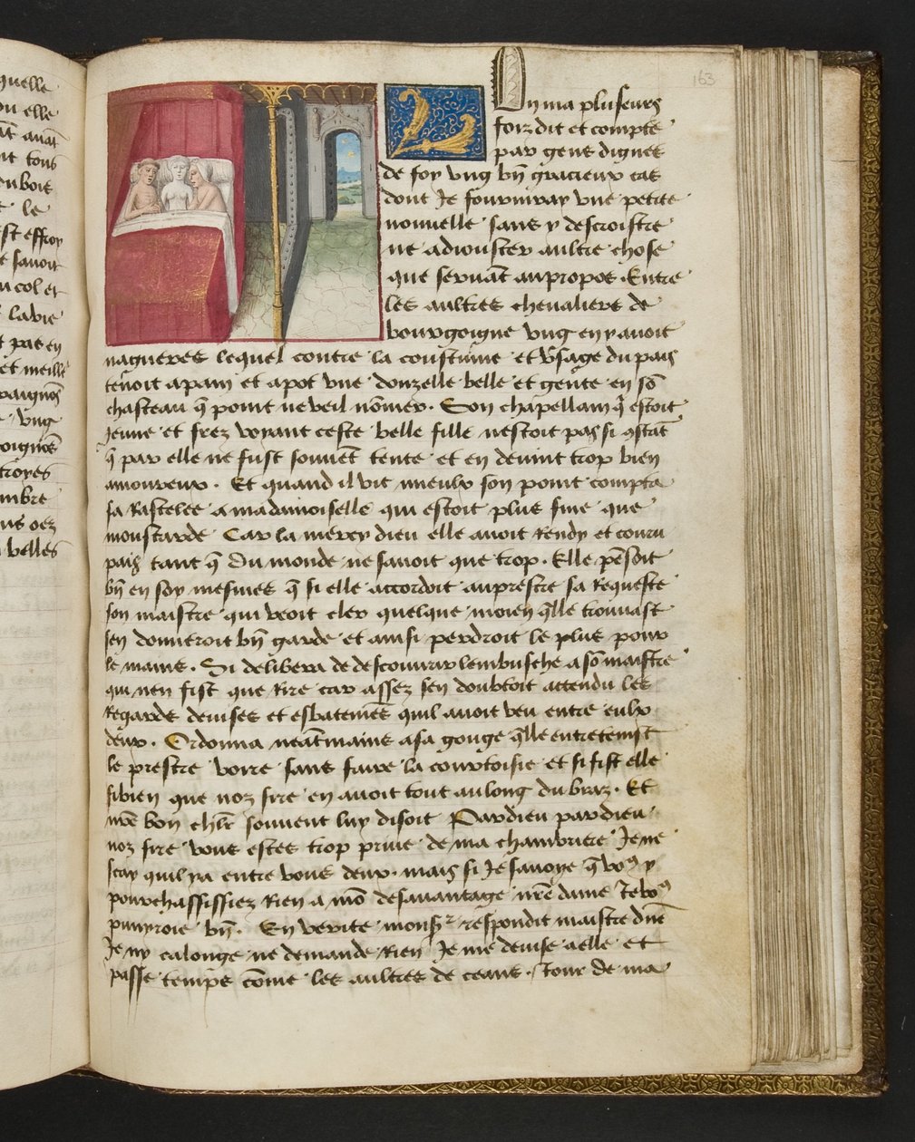 MS Hunter 252 163r Side fra Hundred New News, c.1461-62 af French School
