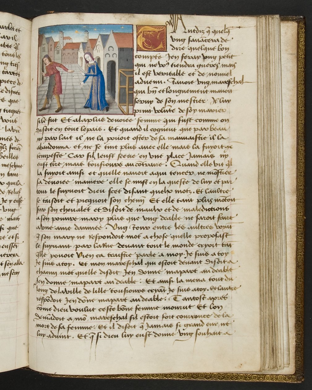 MS Hunter 252 175r Side fra Hundred New News, c.1461-62 af French School