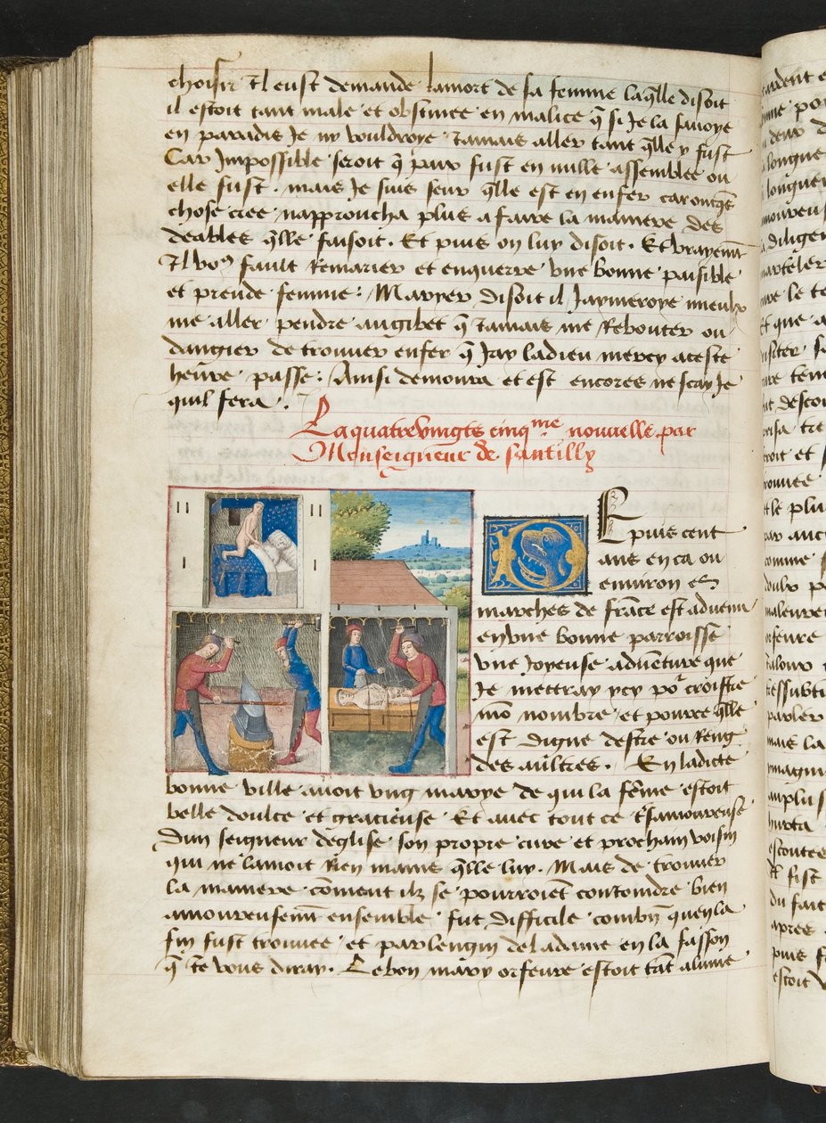MS Hunter 252 175v Side fra Hundred New News, c.1461-62 af French School