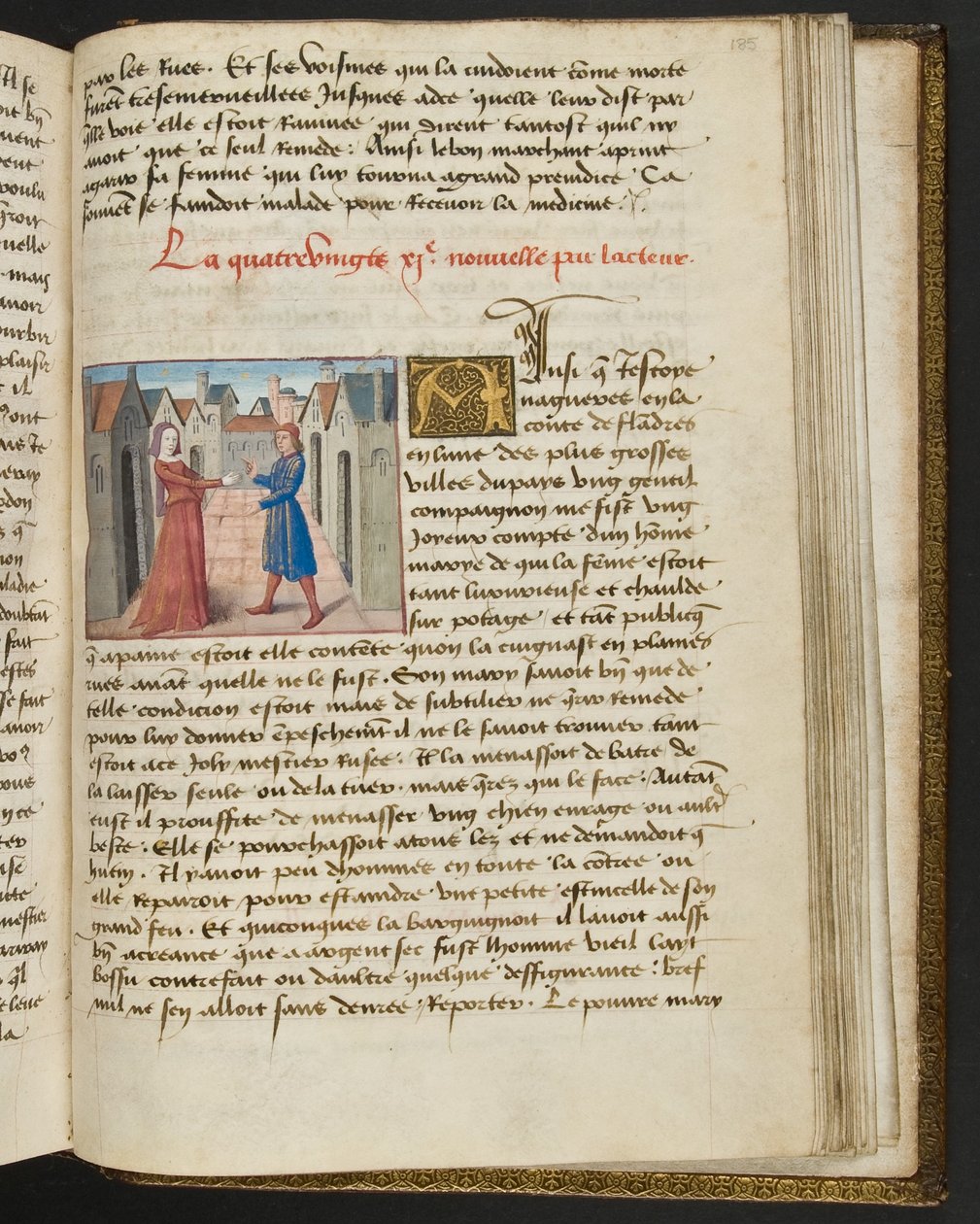 MS Hunter 252 185r-side fra Hundred New News, c.1461-62 af French School