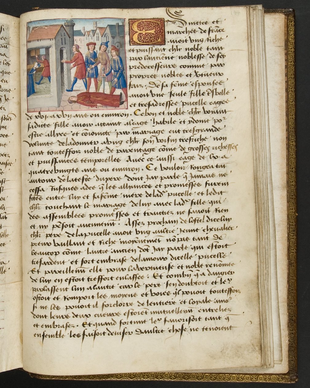 MS Hunter 252 194r Side fra Hundred New News, c.1461-62 af French School