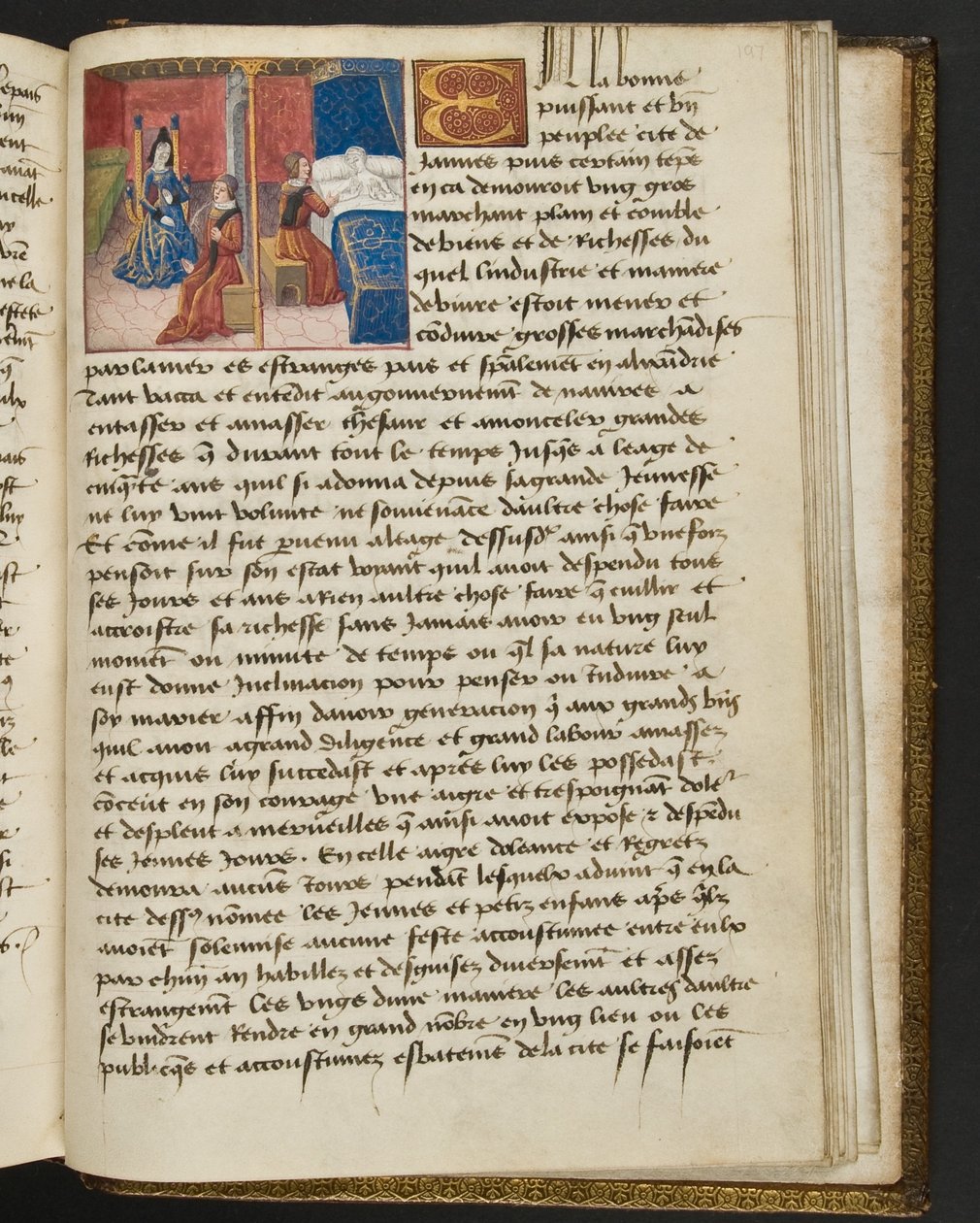 MS Hunter 252 197r Side fra Hundred New News, c.1461-62 af French School