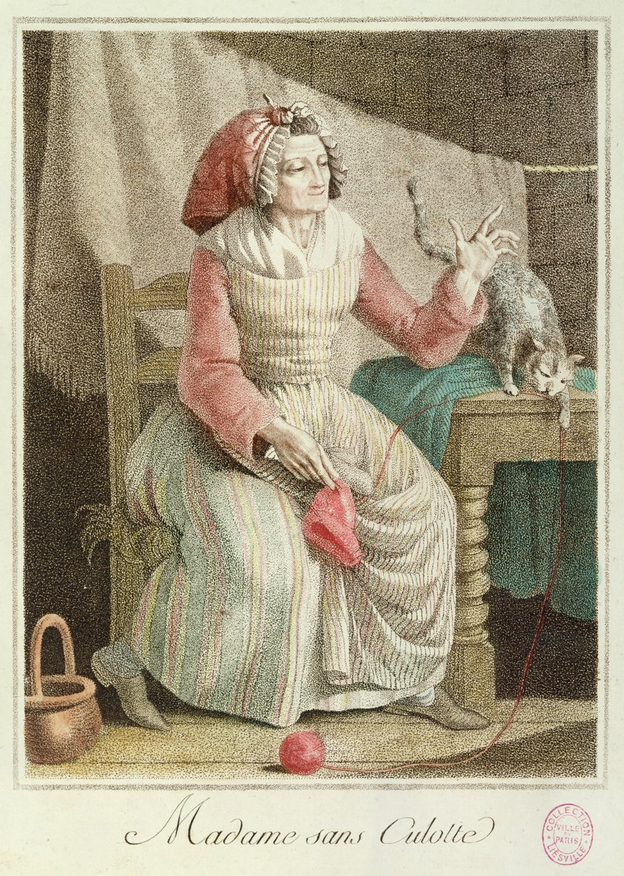 Madame Sans-Culotte, 1792 (farvegravering) af French School